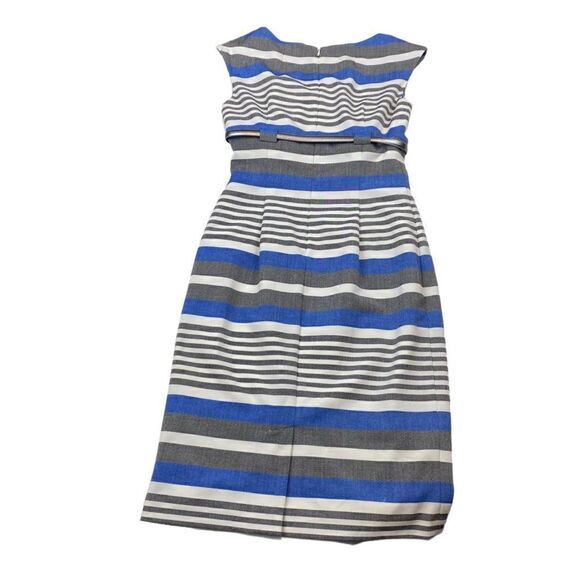 Calvin Klein Blue White Grey Belted Sheath Dress 2 - Picture 2 of 7
